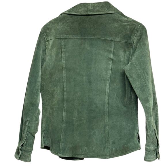 AMI Suede Leather Button Up Olive Green Shirt Jacket Size Small - Picture 3 of 9